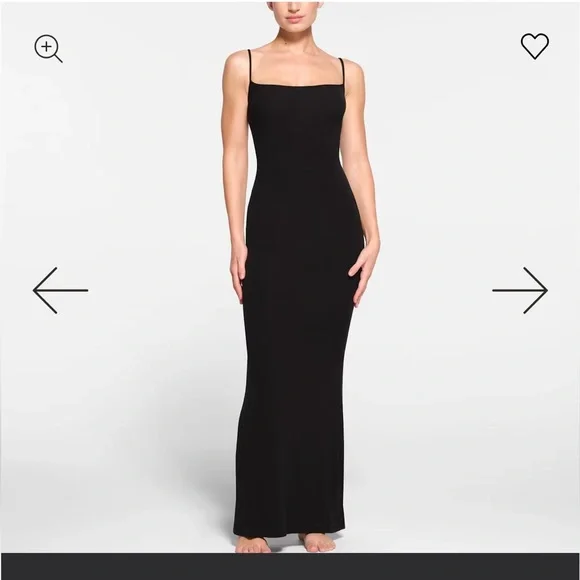 Skims Lounge Black Slip Dress, NWT, size Large - Picture 1 of 6